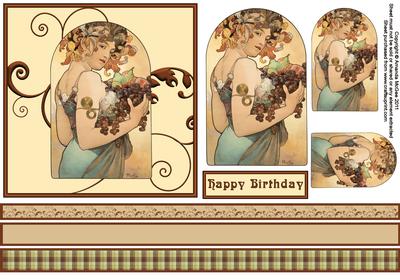 Art Nouveau Beauty 6x6 Square Card and Toppers