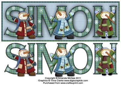 Snow Friends Simon Large Dl Name Card with Decoupage