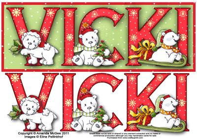 Polar Bear Friends Vicki Large Dl Name Card with Decoupage