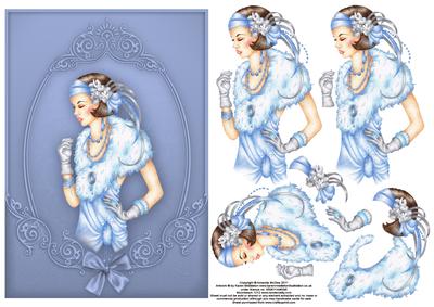 Delightful Deco in Blue Card Front with Decouapge