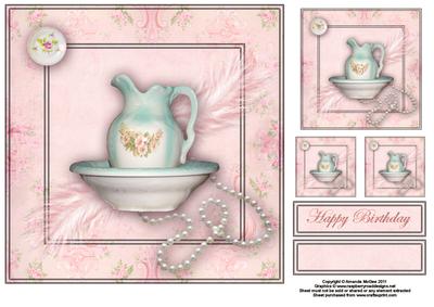 Porcelain and Pearls Shabby Chic 8x8 Topper