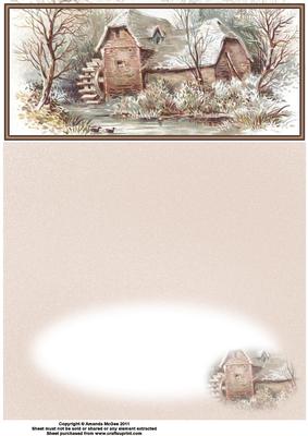 The Mill in Winter Dl a Card in One