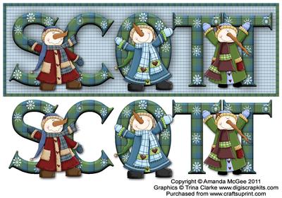 Snowman Fun Scott Large Dl Name Card