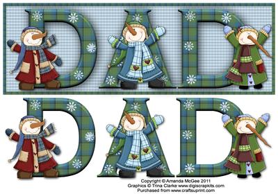 Snowman Fun Dad Large Dl Word Card