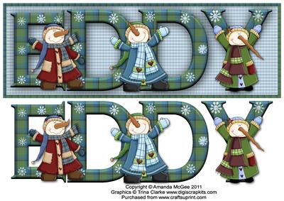 Snowman Fun Eddy Large Dl Name Card