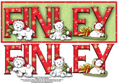 Polar Bear Friends Finley Large Dl Name Card