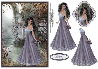 Moonlight Walk Card Front with Decoupage
