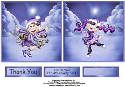 Winter Fun "thank You for My Lovely Gift" Toppers