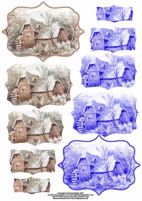 Mill in Winter Fancy Pyramid Duo