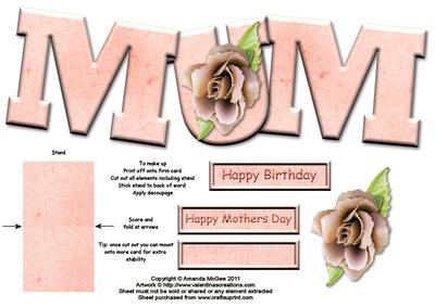 Pretty Flower Mum Standalone Large Dl Word Card