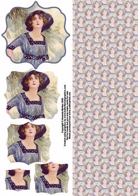 Art Deco Lady in Blue Fancy Pyramid