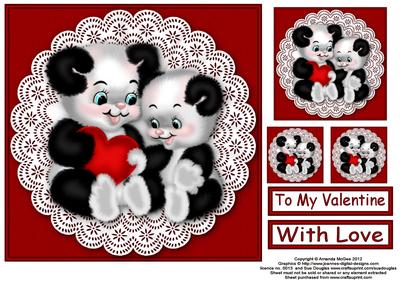 Romantic Pandas 8x8 Topper Sheet