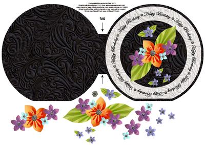 Paper Flowers "happy Birthday" Wordaround Card with Decoup