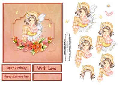 Fairy in the Flowers 6x6 Square Card Front with Decoupage