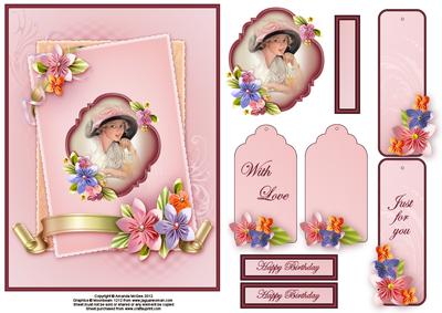 Sipping Lemonade A5 Card Front with Tags and Bookmarks