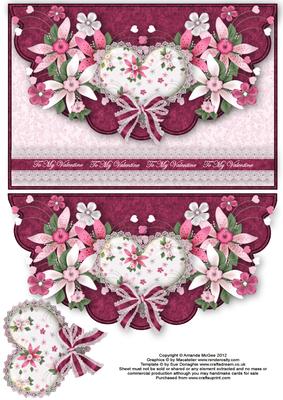 Hearts and Flowers Envelope Card with Decouapge