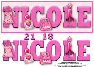 So Fashionable Nicole Large Dl Name Card