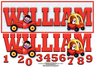 Vroom Vroom William Large Dl Name Card