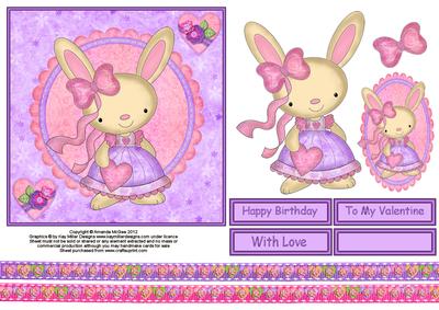 Sweet Bunny 6x6 Square Card Front with Decoupage