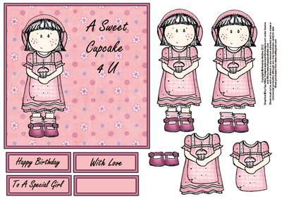 Sweet Cupcake 6x6 Square Card with Decoupage