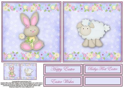Bunny and Lamb 6x6 Square Card Fronts
