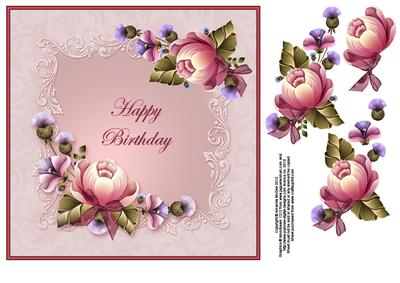 Roses and Thistles 8x8 Card Front with Decoupage