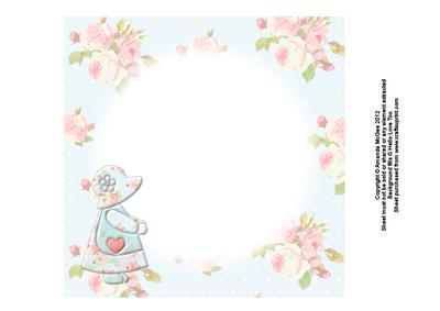 Sunbonnet Girl in Blue and Pink 8x8 Insert