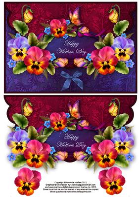 Pansies and Butterflies Envelope Card - Mothers Day
