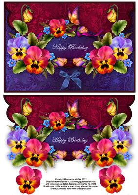 Pansies and Butterflies Envelope Card - Happy Birthday