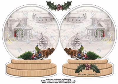 Bringing Home the Christmas Tree Snow Globe Shaped Card
