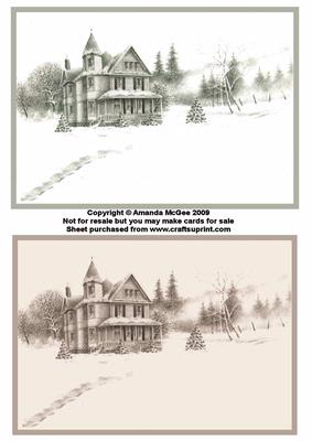 Big House in Winter Scene