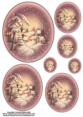 Lilac Winter Scene Oval Toppers