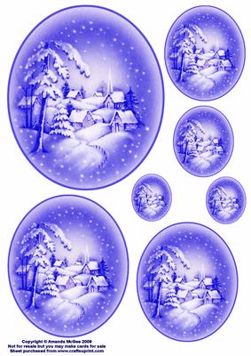Blue Winter Scene Oval Toppers