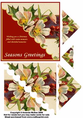 Christmas Rose Card Front and Triangle Pyramid