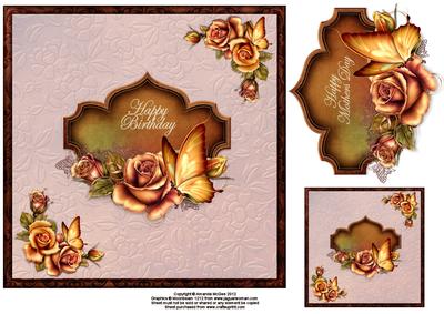 Butterflies and Roses 8x8 Topper