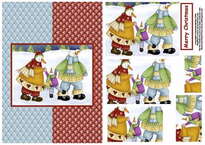 Snowman Family Out for a Walk Card Front