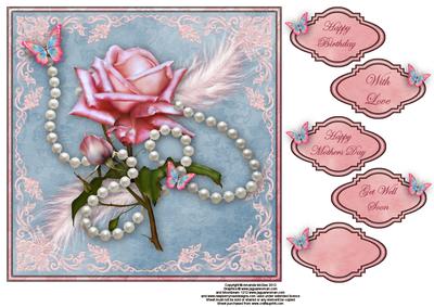 Rose and Pearls 8x8 Topper