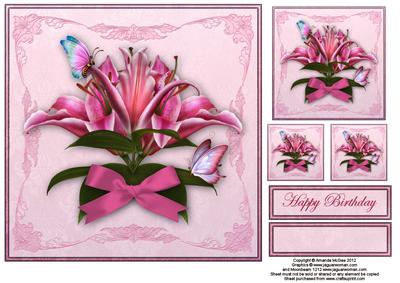 Stargazer Lilies and Butterflies 8x8 Topper