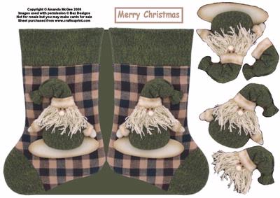 Christmas Stocking Shaped Card - Santa