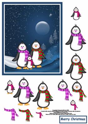 Penguin Family Large Decoupage