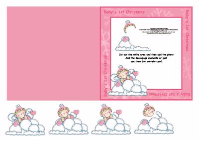 Baby Girls 1st Christmas Photo Card - Snow Pixies