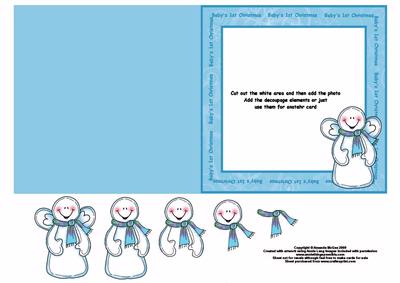 Babys 1st Christmas for Boy Photo Card - Snow Pixies Snowman