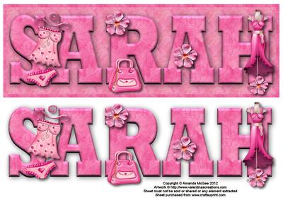 So Fashionable Sarah Large Dl Name Card