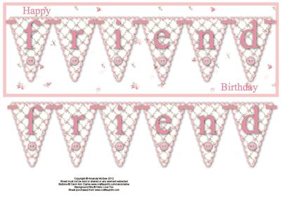 Trellis Flowers Friend Large Dl Bunting Card