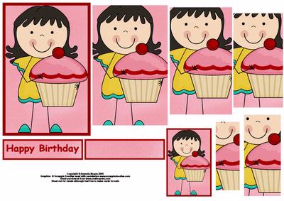 Cute Girl with Pink Cupcake Pyramid