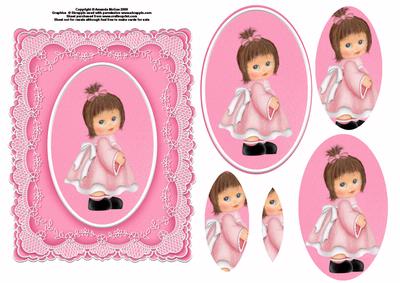 Cute Girl in Pink Card Front and Pyramid