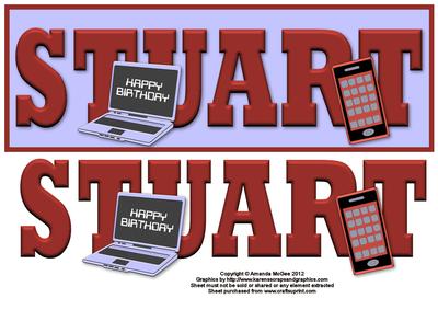 Techno Time Stuart Large Dl Name Card with Decoupage