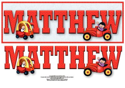Zoom Zoom Matthew Large Dl Name Card with Decoupage