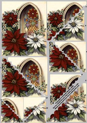 Poinsettia and Church Window Scallop Multi Corner Stacker