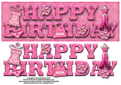 So Fashionable Happy Birthday Large Dl Word Card